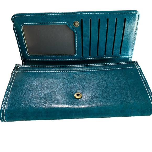 Teal Leather Wallet - Picture 2 of 4